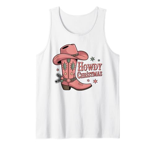 Howdy Weihnachtsstiefel Cowgirl Country Damen Western Xmas Tank Top von Cowgirl Christmas Men Women Apparel Clothes Ideas