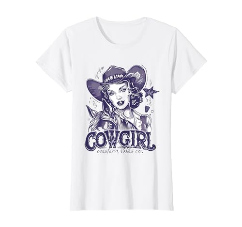 Vintage Cowgirl Retro Western Country Rodeo Kuh Mädchen Damen T-Shirt von Cowgirl Gifts Co.