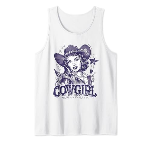 Vintage Cowgirl Retro Western Country Rodeo Kuh Mädchen Damen Tank Top Vintage Cowgirl Retro Western Country Rodeo Kuh Mädchen Damen Tank Top von Cowgirl Gifts Co.