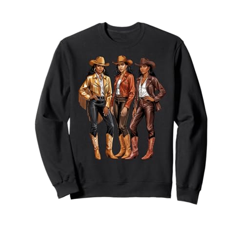 Schwarzes afroamerikanisches Cowgirl Western Country Texas Girls Sweatshirt von Cowgirl Western Melanin Black History Graphic Tee