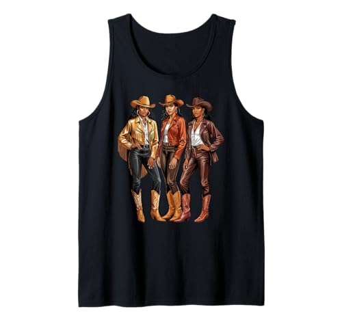 Schwarzes afroamerikanisches Cowgirl Western Country Texas Girls Tank Top von Cowgirl Western Melanin Black History Graphic Tee