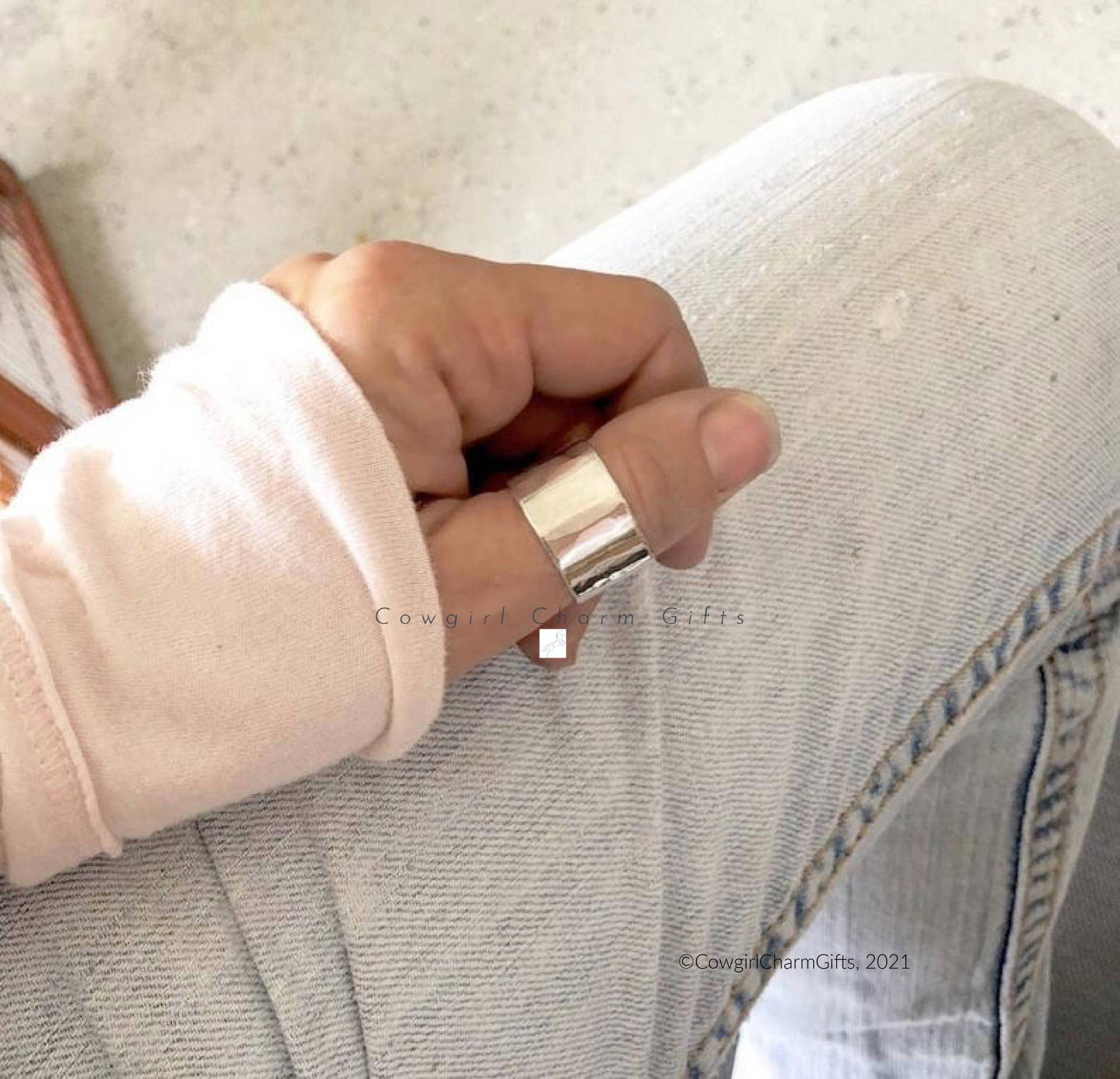 Breiter Silberring, Klobiger Silber-Statement-Ring, Sterling Silber Ringschiene, Silberringe Für Frauen, Personalisiertes Geschenk von CowgirlCharmGifts