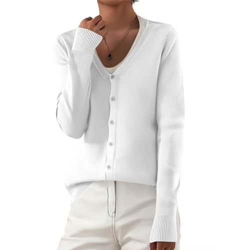 Cowyams Strickjacke Damen Crop Knöpfe Strickcardigan Weiche Strickmantel Casual Stilvoll Sweater Einfarbig Strickpullover Klassisch Knitted Top von Cowyams
