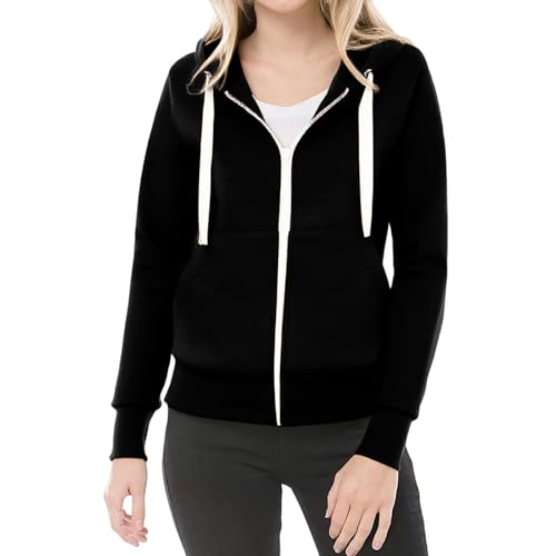 Cowyams Sweatjacke damen Herbst Winter Übergangsjacke mit Tasche Slim Fit Freizeit Sport Langarmshirt Sweatshirt Training Mode Elegant Kapuzenjacke Sport Style Strickjacken. von Cowyams