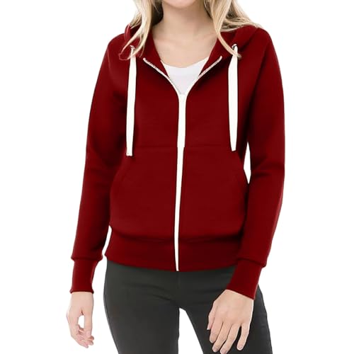 Cowyams Sweatjacke damen Herbst Winter Übergangsjacke mit Tasche Slim Fit Freizeit Sport Langarmshirt Sweatshirt Training Mode Elegant Kapuzenjacke Sport Style Strickjacken. von Cowyams