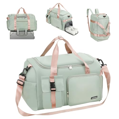 Cozary Sporttasche Herren Damen - 42L Groß Reisetasche - Wasserdicht Oxford-Gewebe - Mehrere Fächer - 3-in-1 Fitness Tasche mit Schuhfach und Nassfach - Ideal für Training Reise Business - Grün von Cozary