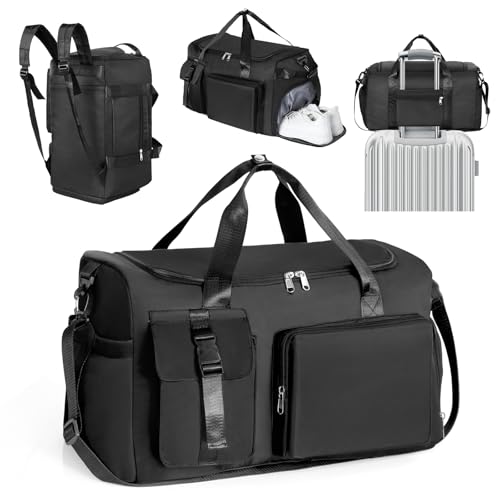 Cozary Sporttasche Herren Damen - 42L Groß Reisetasche - Wasserdicht Oxford-Gewebe - Mehrere Fächer - 3-in-1 Fitness Tasche mit Schuhfach und Nassfach - Ideal für Training Reise Business - Schwarz von Cozary