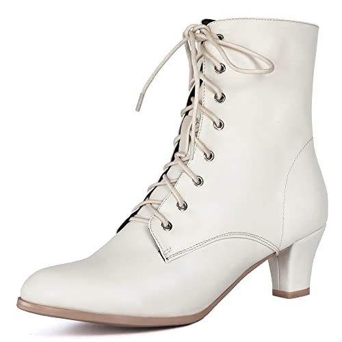 Cozivwaiy Damen Vintage Viktorianische Stiefel 70s Schnüren Kurzschaft Stiefel Mid Heel Stiefeletten Kegelabsatz Kostümstiefel mit Reißverschluss Beige Size 38 Asian Cozivwaiy Damen Vintage Viktorianische Stiefel 70s Schnüren Kurzschaft Stiefel Mid Heel Stiefeletten Kegelabsatz Kostümstiefel mit Reißverschluss Beige Size 38 Asian von Cozivwaiy