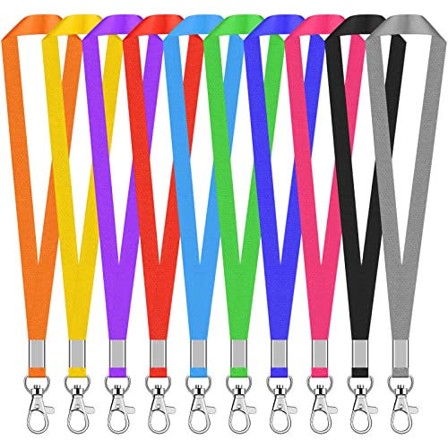 Cozlly 10 Stück 45cm Bunt Schlüsselbänder Büro Abzeichen Lanyards Nylon Flache Umhängeband mit Metall Swivel Karabinerhaken Haken für Kartenhülle ID Karte Büro Schule von Cozlly