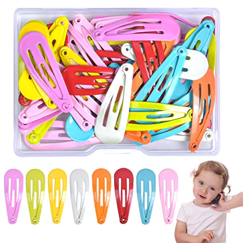 Cozlly 50 Stück Bunte Haarspangen Baby, 3cm Metall Haarclips, Haarspangen Mädchen, Kinder Haarklammern, Haarschmuck Haarclips, Keine Slip Haarspange Cute Haar Clips für Baby Mädchen Damen von Cozlly