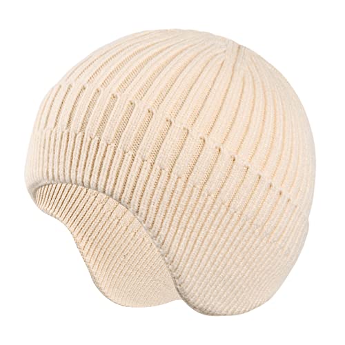 Cozlly Beanie Strickmütze Damen, Wintermütze Herren mit Ohrenklappen, Warme Mütze, Weiche Grobstrickmütze Winter, Beanie Mütze Unisex für Frauen und Männer, (Beige) von Cozlly