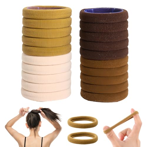 Cozlly Haargummis Damen, 20 Stück Elastisch Haarbänder mit 4 Farben, Gummibänder, Haargummi Dickes Haar, Haarband Pferdeschwanz, für Mädchen, Mann, Frauen (Durchmesser: Ca. 4 cm) von Cozlly