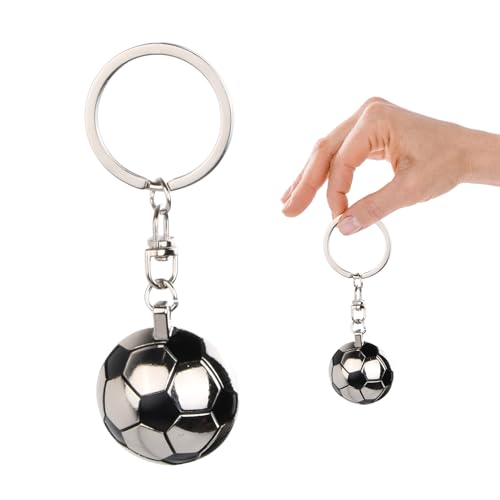 Cozlly Mini Fußball Design Schlüsselanhänger, Neuheit Silber Metall Fußball Anhänger, Sportfan Fußballfans süßer Schlüsselanhänger für Männer Jungen Frauen Geschenke (Schwarz) von Cozlly