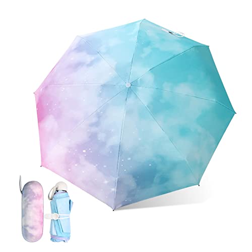 Cozlly Taschenschirme, 8 Rippen Faltbarer Mini Regenschirm mit Kapselhülle, Sonne UV Schutz Regenschirm, Kompakter Regenschirm Winddicht Stark, Regenschirm für Mädchen Damen und Kinder Reise von Cozlly