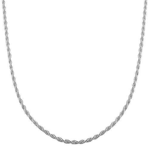 COZMOS Feine Silberkette Kordelkette Seilkette Halskette Kette Collier Armband Fußkette 925 Silber Sterling 1mm - 15, 20, 25, 30, 35, 40, 45, 50, 55, 60, 65, 70, 75, 80, 85, 90, 95, 100cm von Cozmos - Kette