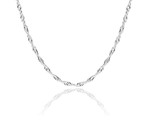 Feine Silberkette Singapurkette Kordelkette Seilkette Halskette Kette Collier Armband Fußkette 925 Silber Sterling 1mm - 15, 20, 25, 30, 35, 40, 45, 50, 55, 60, 65, 70, 75, 80, 85, 90, 95, 100cm von Cozmos - Kette