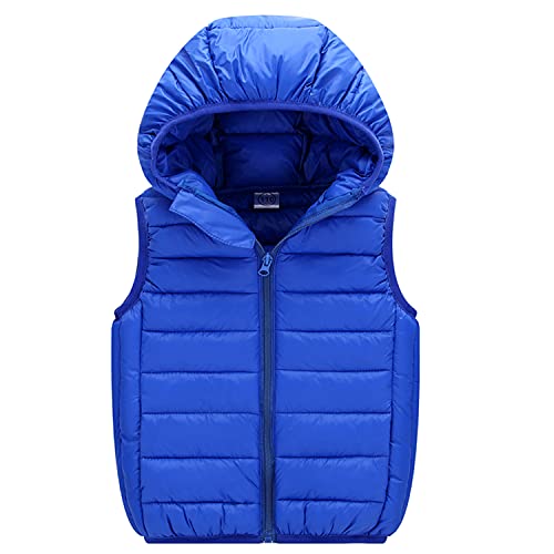 Cozomiz Daunenweste Kinder Jungen Mädchen Weste Winter Kapuzenweste Warm Ärmellos Winterjacke Steppweste Winter jacke Pufferweste 3-4 Jahre Blau von Cozomiz