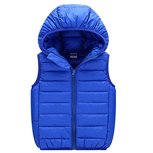 Cozomiz Daunenweste Kinder Jungen Mädchen Weste Winter Kapuzenweste Warm Ärmellos Winterjacke Steppweste Winter jacke Pufferweste 4-5 Jahre Blau von Cozomiz