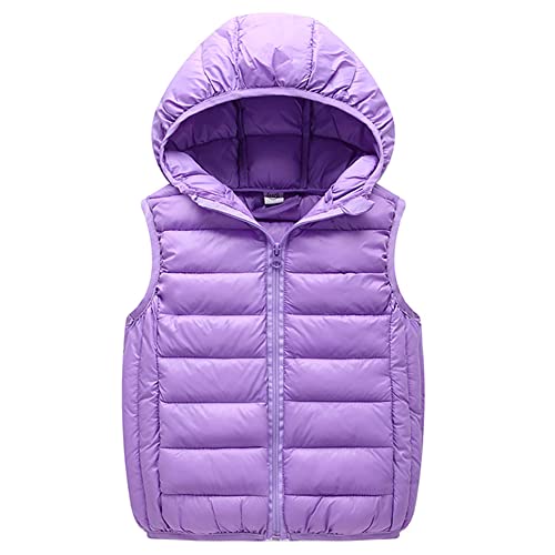 Cozomiz Daunenweste Kinder Jungen Mädchen Weste Winter Kapuzenweste Warm Ärmellos Winterjacke Steppweste Winter jacke Pufferweste 5-6 Jahre Violett von Cozomiz