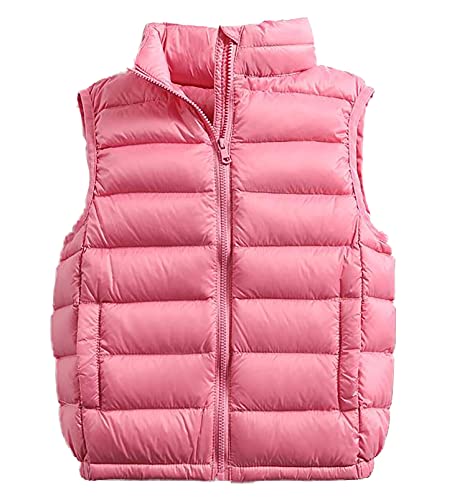 Cozomiz Daunenweste Kinder Jungen Mädchen Weste Winter Outdoor Warm Ärmellos Winterjacke Steppweste Winter jacke Pufferweste 10-11 Jahre Rosa von Cozomiz