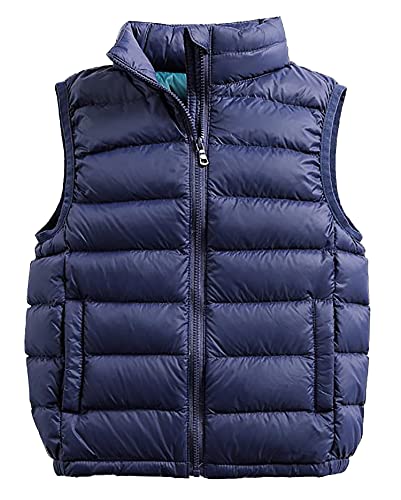 Cozomiz Daunenweste Kinder Jungen Mädchen Weste Winter Outdoor Warm Ärmellos Winterjacke Steppweste Winter jacke Pufferweste 11-12 Jahre Marine Blau von Cozomiz