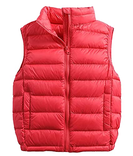 Cozomiz Daunenweste Kinder Jungen Mädchen Weste Winter Outdoor Warm Ärmellos Winterjacke Steppweste Winter jacke Pufferweste 11-12 Jahre Rot von Cozomiz