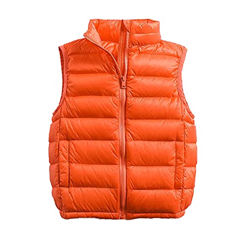 Cozomiz Daunenweste Kinder Jungen Mädchen Weste Winter Outdoor Warm Ärmellos Winterjacke Steppweste Winter jacke Pufferweste 3-4 Jahre Orange von Cozomiz