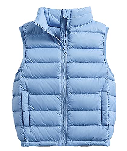 Cozomiz Daunenweste Kinder Jungen Mädchen Weste Winter Outdoor Warm Ärmellos Winterjacke Steppweste Winter jacke Pufferweste 6-7 Jahre Hellblau von Cozomiz