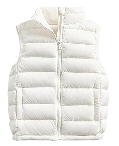 Cozomiz Daunenweste Kinder Jungen Mädchen Weste Winter Outdoor Warm Ärmellos Winterjacke Steppweste Winter jacke Pufferweste 6-7 Jahre Weiß von Cozomiz