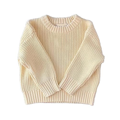 Cozomiz Kinder Pullover Baby Jungen Mädchen Strickpullover Sweatshirt Langarmshirts Strickpullover 1 Jahr Beige von Cozomiz