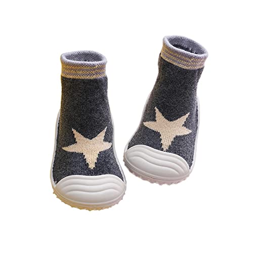 Cozozn Baby Krabbelsocken Kleinkind Baby Hausschuhe Winter Mädchen Anti-Rutsch Bodensocken Jungen Winterschuhe Thermosocken Rutschhemmend Socken, Grau Stern, 12-18 Monate (23 CN) von Cozozn