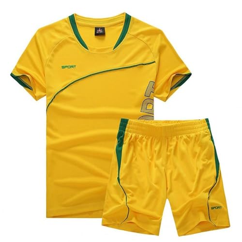 Cozozn Fußball Trikots Sport Set Shorts und T-Shirt-Set Jungen Fussball Trikot Trainingsanzug Kinder Fußballtrikots, 10-11 Jahre, Gelb(Etikett: 26) von Cozozn