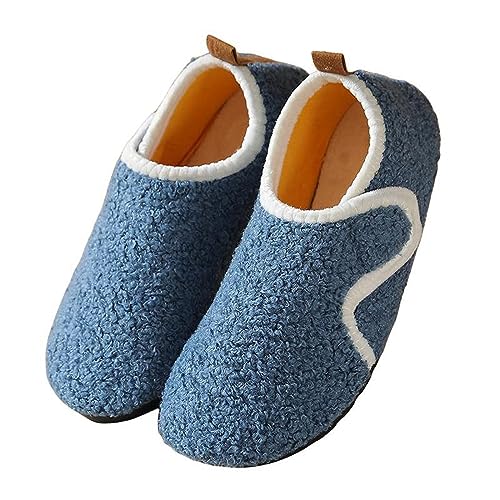 Cozozn Hausschuhe kinder Jungen Winterschuhe Bodensocken Winter Wärme Plüsch Pantoffeln Indoor Home Rutschfeste Weite Leicht Boys Slippers, Blau, Größe 24/25 EU = 26/27 CN von Cozozn