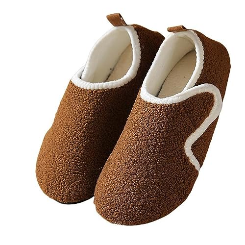 Cozozn Hausschuhe kinder Jungen Winterschuhe Bodensocken Winter Wärme Plüsch Pantoffeln Indoor Home Rutschfeste Weite Leicht Boys Slippers, Braun, Größe 32/33 EU = 34/35 CN von Cozozn