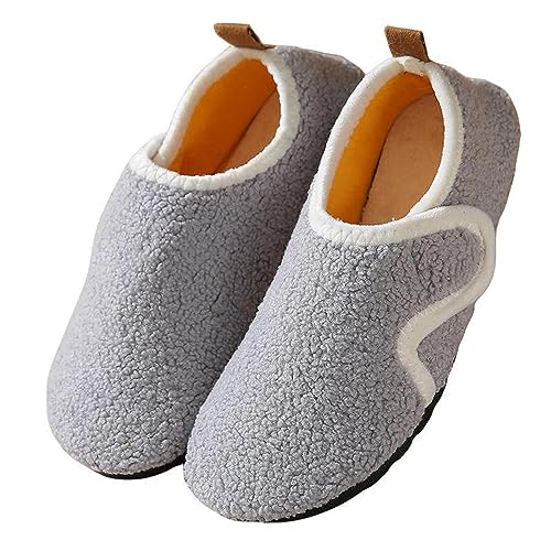 Cozozn Hausschuhe kinder Jungen Winterschuhe Bodensocken Winter Wärme Plüsch Pantoffeln Indoor Home Rutschfeste Weite Leicht Boys Slippers, Grau, Größe 32/33 EU = 34/35 CN von Cozozn