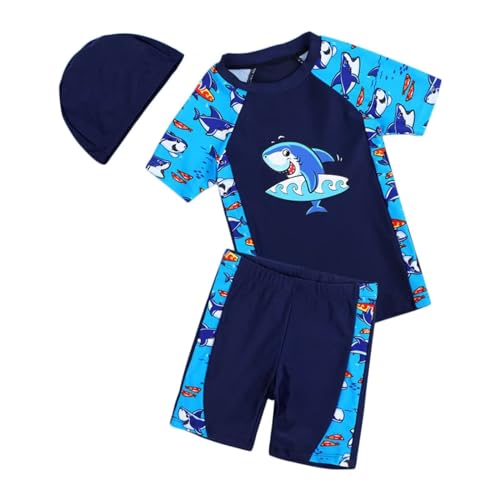 Cozozn Jungen Badebekleidung Sets Jungen Schwimmkostüm Kinder Badehose Sommer Badeshorts mit Schwimmhaube, 8-9 Jahre, Haie Blau Cozozn Jungen Badebekleidung Sets Jungen Schwimmkostüm Kinder Badehose Sommer Badeshorts mit Schwimmhaube, 8-9 Jahre, Haie Blau von Cozozn