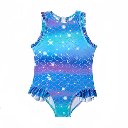 Cozozn Mädchen Badeanzug Einteiler Kinder Wassersport Schwimmanzug Swimsuit Schwimmen, Meerjungfrau Blau, 5-6 Jahre von Cozozn