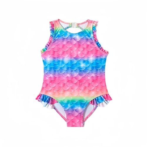 Cozozn Mädchen Badeanzug Einteiler Kinder Wassersport Schwimmanzug Swimsuit Schwimmen, Meerjungfrau Bunte, 3-4 Jahre von Cozozn
