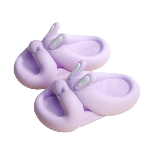 Cozozn Mädchen Badelatschen Kinder Pantoffeln Cozy Slides Schlappen Karikatur EVA Weiche Dicke Sohle rutschfeste Schwimmbad Strand Badeschuhe, Größe 36/37 EU, Lila Kaninchen von Cozozn