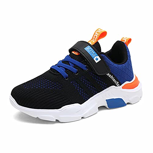 Cozozn Turnschuhe Jungen Sportschuhe Kinder Tennis Hallenschuhe Laufschuhe Sneaker Boy Kleinkind Fitnessschuhe Kinderschuhe Leichte Atmungsaktiv rutschfest, Blau Schwarz, Größe 27 EU von Cozozn