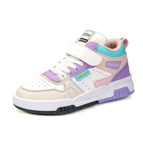 Cozozn Turnschuhe Mädchen Hallenschuhe Kinder Tennis Freizeitschuhe Fitnessschuhe rutschfest Lifestyle Sneakers, Lila Rosa, Größe 29 EU von Cozozn