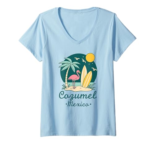 Damen Cozumel Mexiko Souvenir Urlaub Reise Männer Frauen Erinnerung T-Shirt mit V-Ausschnitt von Cozumel Mexico Reminder Souvenir
