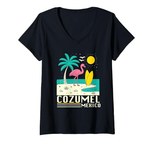 Damen Cozumel Mexiko Souvenir Urlaub Reise Männer Frauen Erinnerung T-Shirt mit V-Ausschnitt von Cozumel Mexico Reminder Souvenir