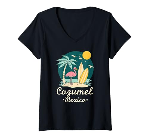 Damen Cozumel Mexiko Souvenir Urlaub Reise Männer Frauen Erinnerung T-Shirt mit V-Ausschnitt von Cozumel Mexico Reminder Souvenir