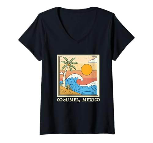 Damen Cozumel Mexiko Souvenir Urlaub Reise Männer Frauen Erinnerung T-Shirt mit V-Ausschnitt von Cozumel Mexico Reminder Souvenir