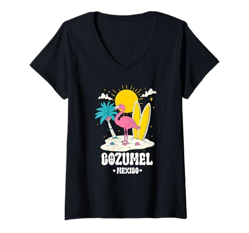 Damen Cozumel Mexiko Souvenir Urlaub Reise Männer Frauen Erinnerung T-Shirt mit V-Ausschnitt von Cozumel Mexico Reminder Souvenir