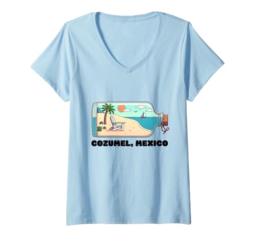 Damen Souvenir von Cozumel Mexiko Urlaub Reisen Männer Frauen T-Shirt mit V-Ausschnitt von Cozumel Mexico Reminder Souvenir