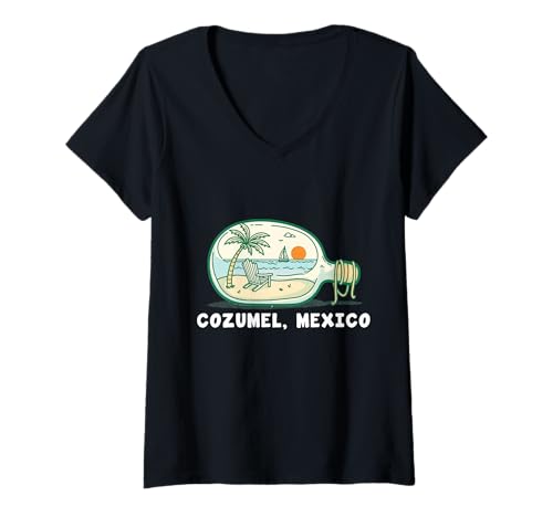 Damen Souvenir von Cozumel Mexiko Urlaub Reisen Männer Frauen T-Shirt mit V-Ausschnitt von Cozumel Mexico Reminder Souvenir