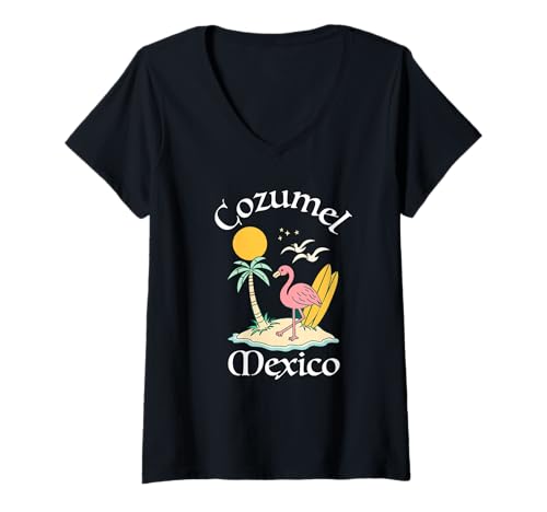 Damen Souvenir von Cozumel Mexiko Urlaub Reisen Männer Frauen T-Shirt mit V-Ausschnitt von Cozumel Mexico Reminder Souvenir