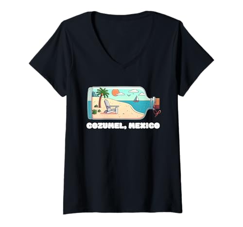 Damen Souvenir von Cozumel Mexiko Urlaub Reisen Männer Frauen T-Shirt mit V-Ausschnitt von Cozumel Mexico Reminder Souvenir